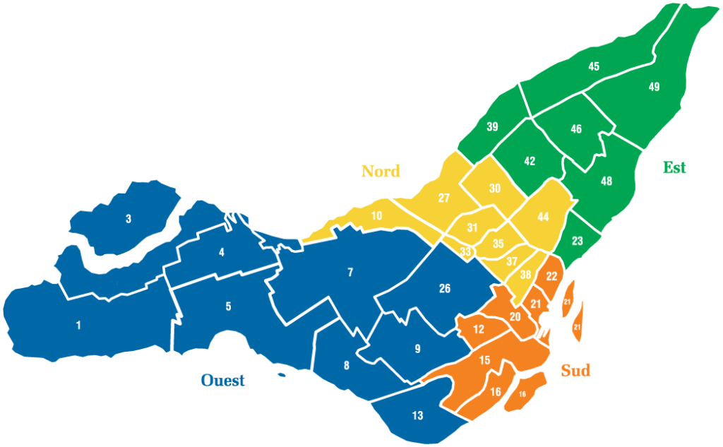 Mapa de Regioes de Montreal Canada