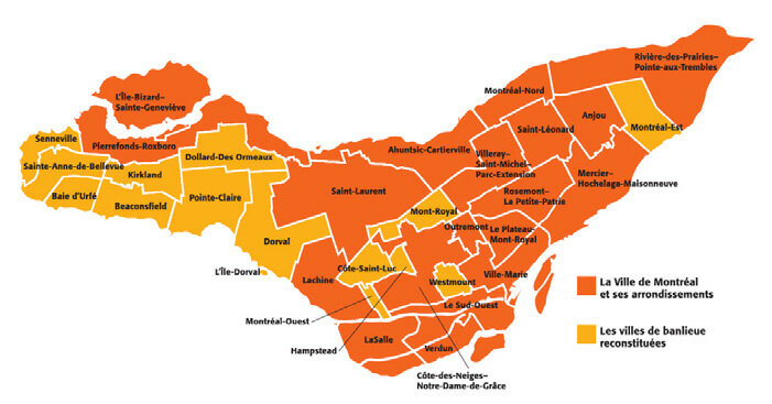 Mapa de bairros sociologicos de Montreal